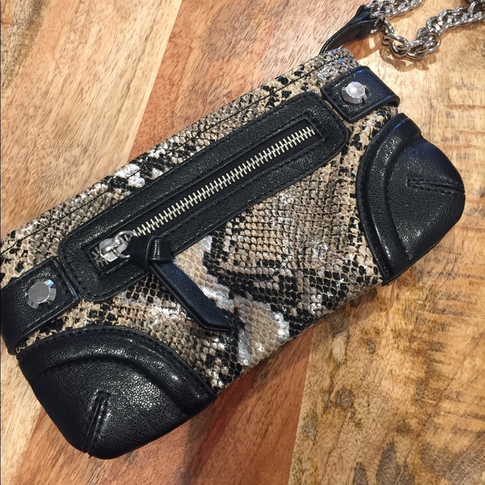 Express snakeskin look wristlet/clutch